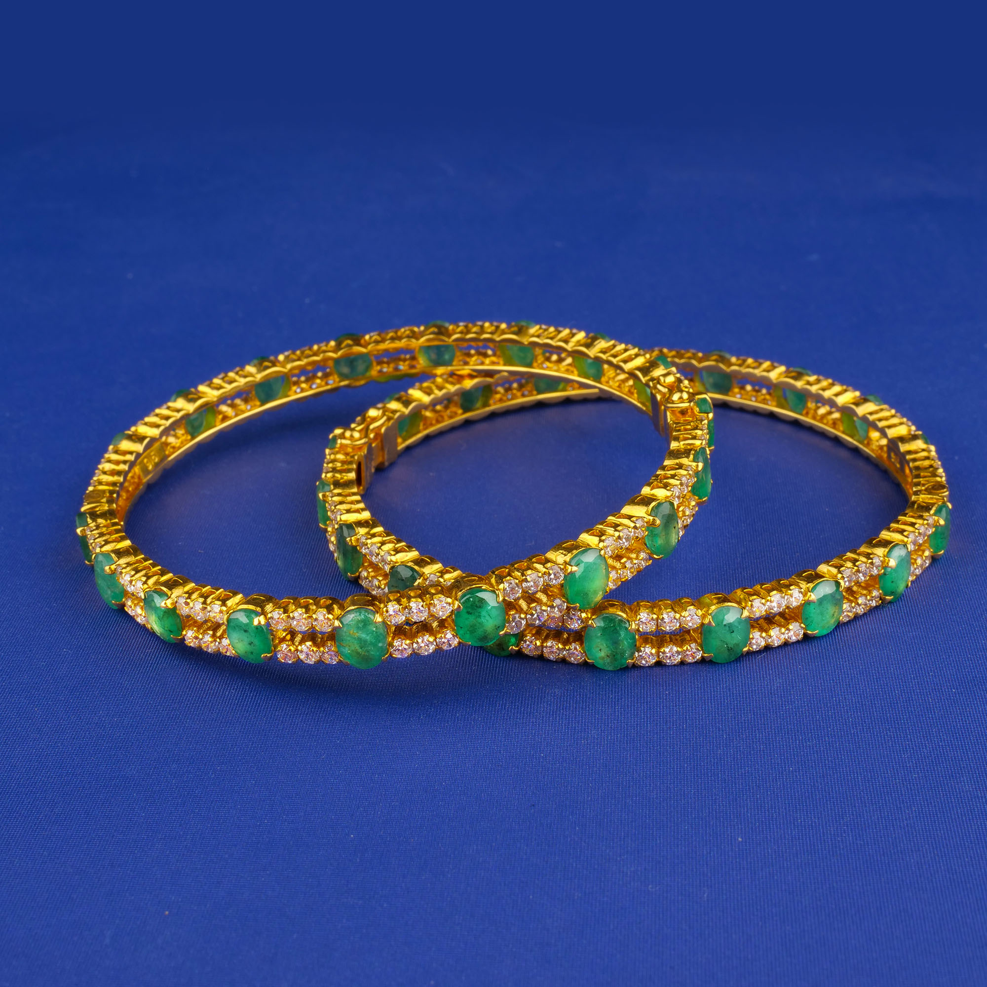 22K Gold Emerald Cubic Zirconia Bangles