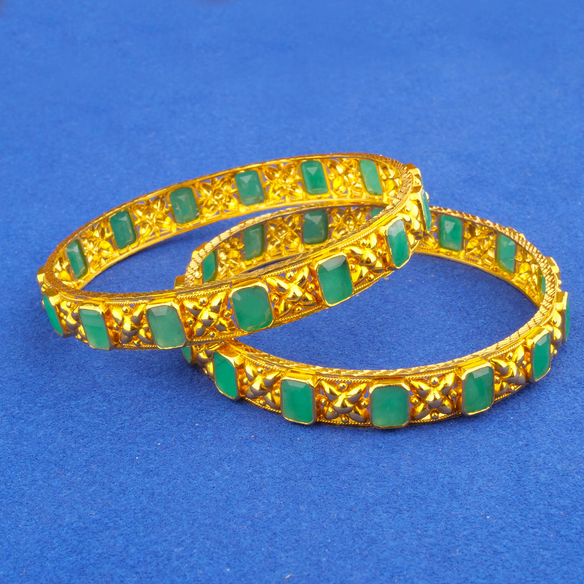 22K Gold Emerald Bangles