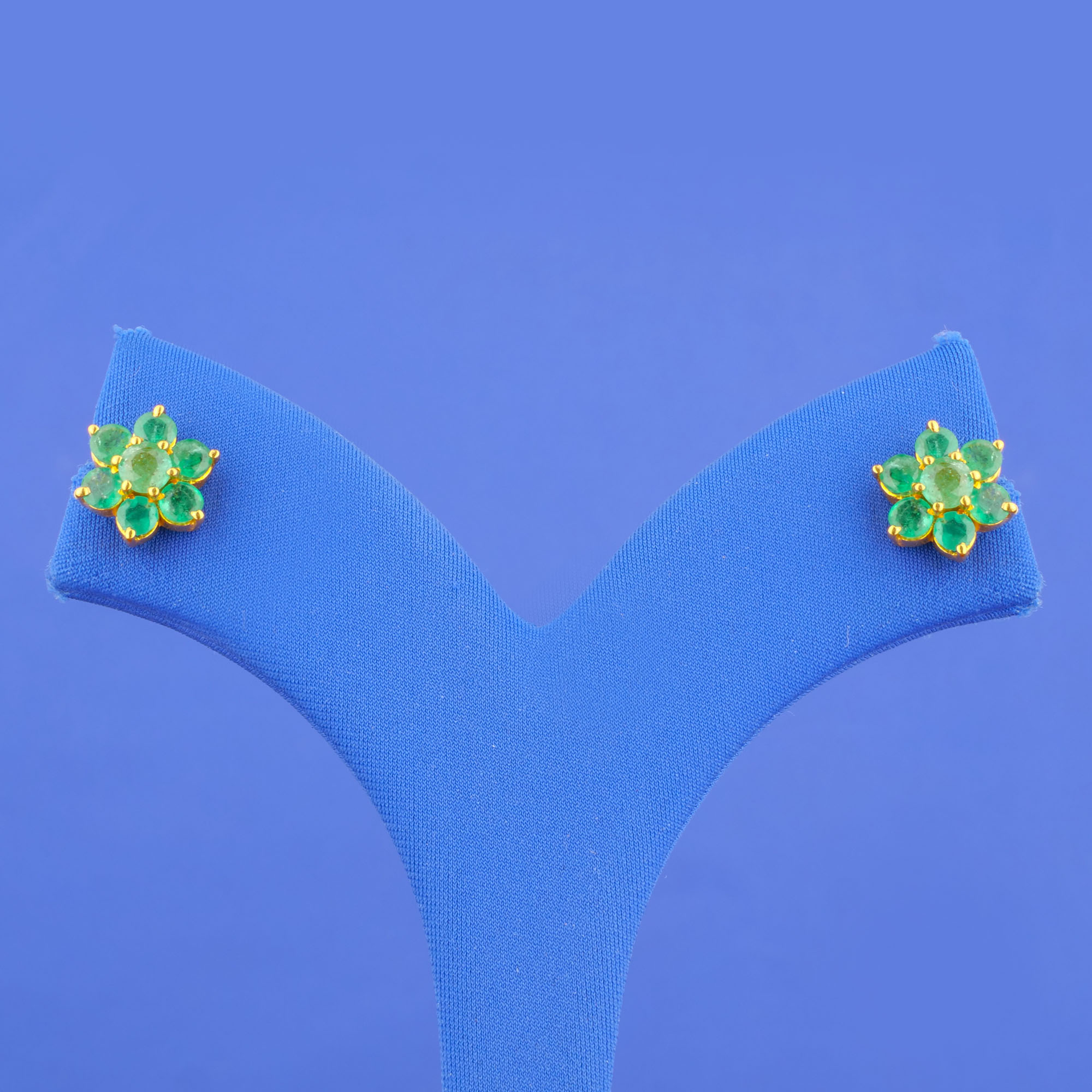 22K Gold Emerald Earrings