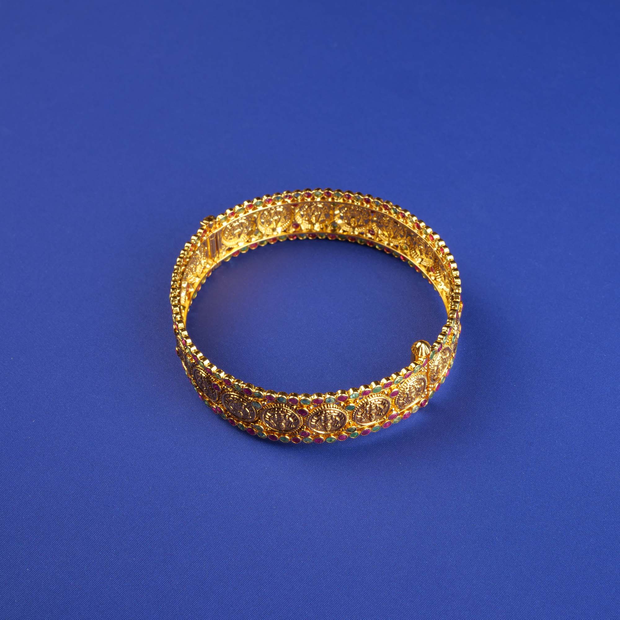 22K Gold Ruby Emerald Bangle.Bracelet
