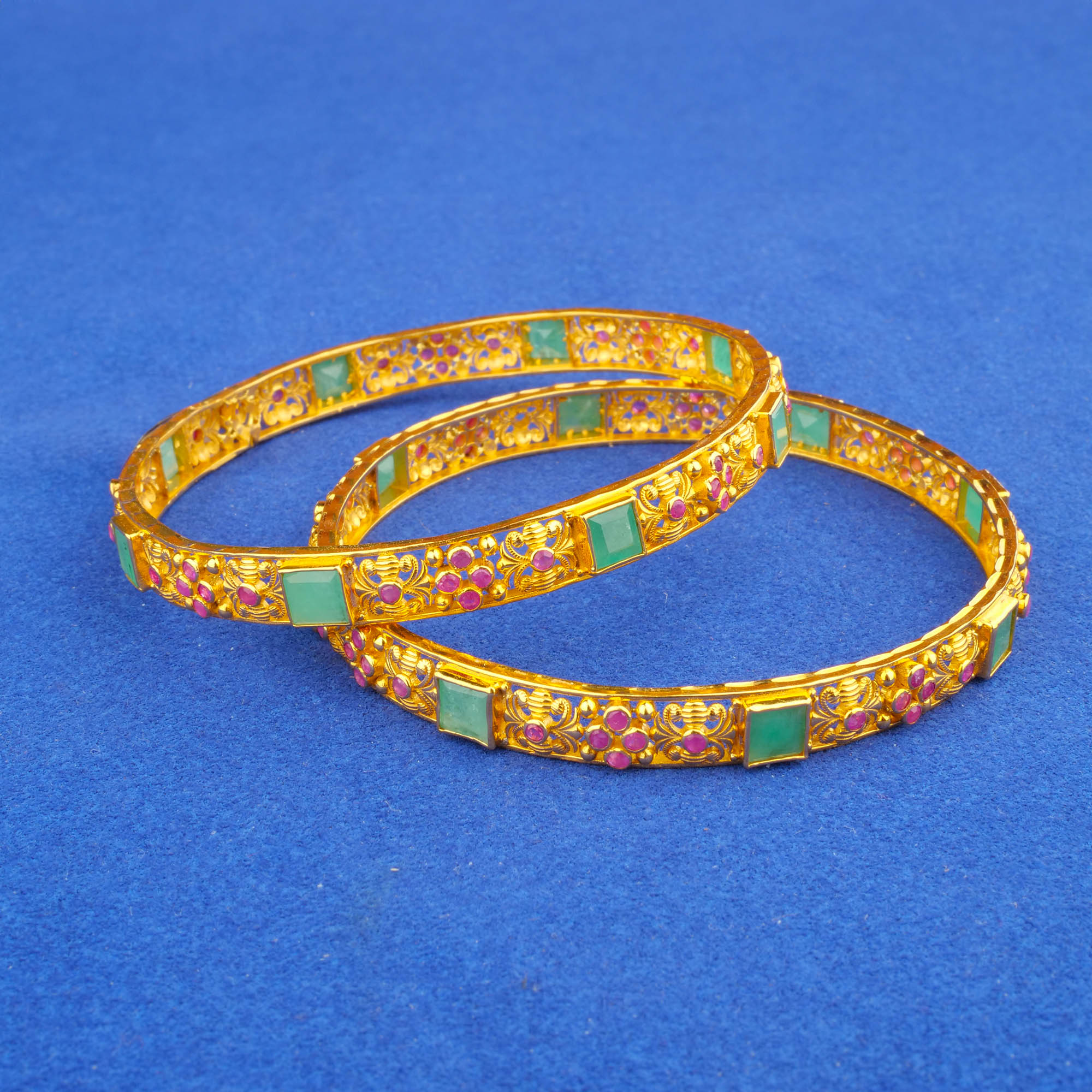22K Ruby Emerald Bangles