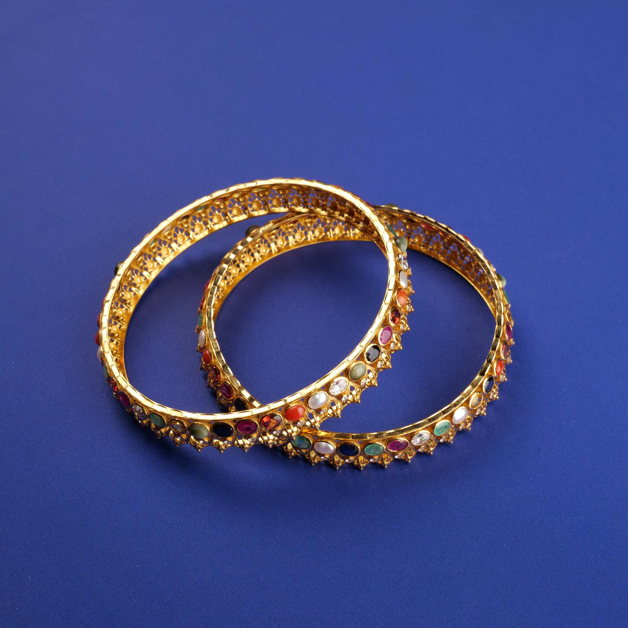 22K Navratna Stone Bangles