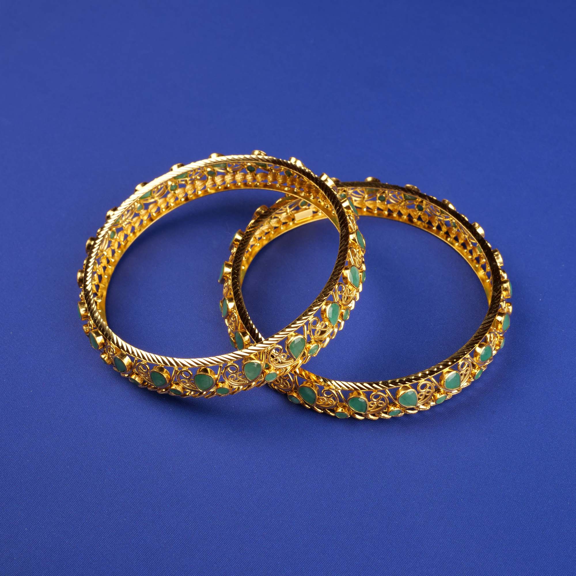 22K Gold and Emerald Bangles