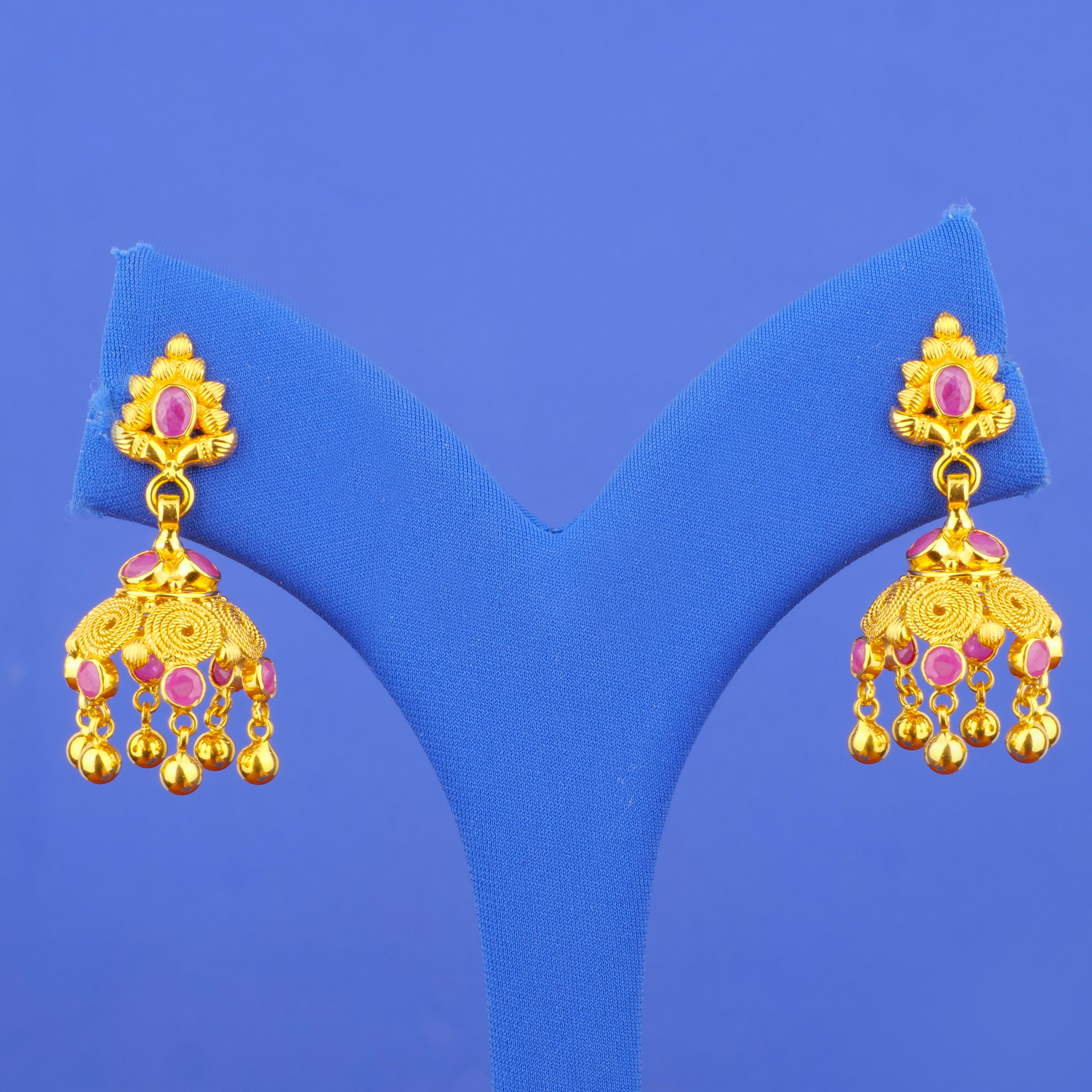 22K Gold Ruby 'Jhumka' Earrings