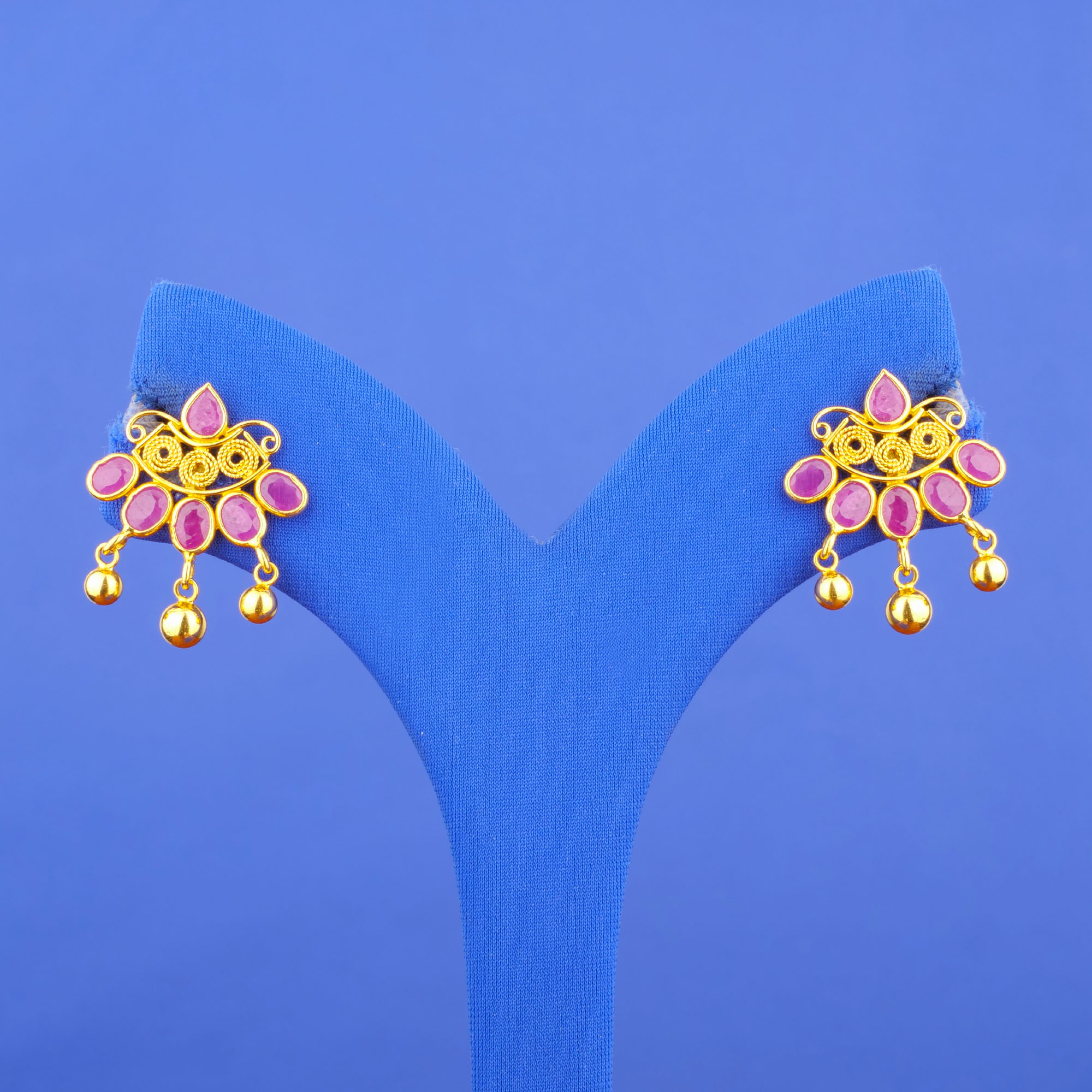 Twenty-Two Karat Gold Ruby Earrings