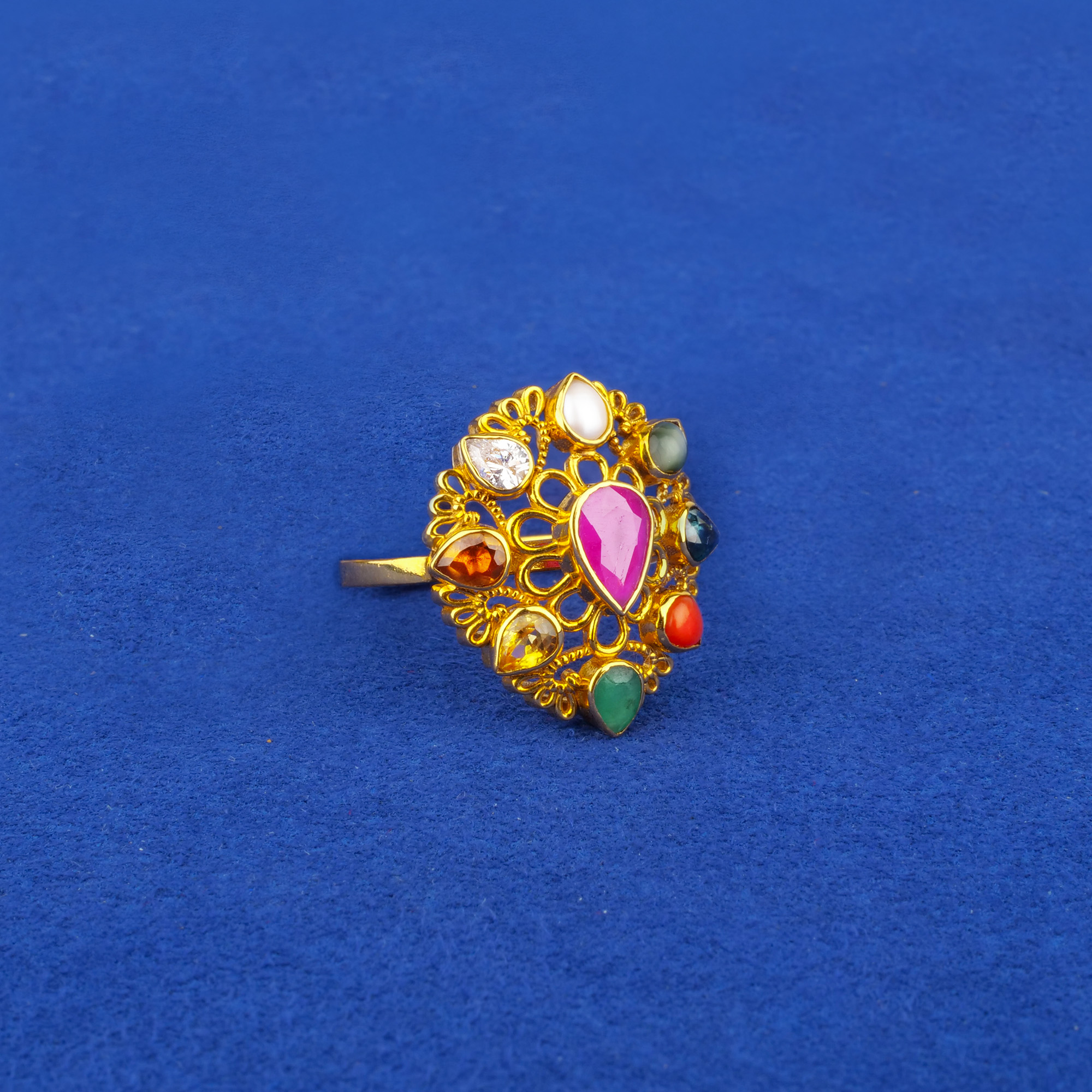 22K Gold Navratna Ring