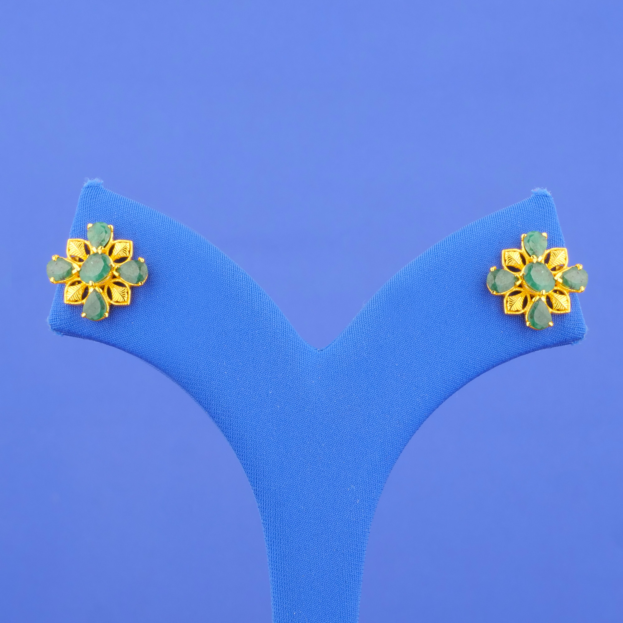 22K Gold Emerald Earrings