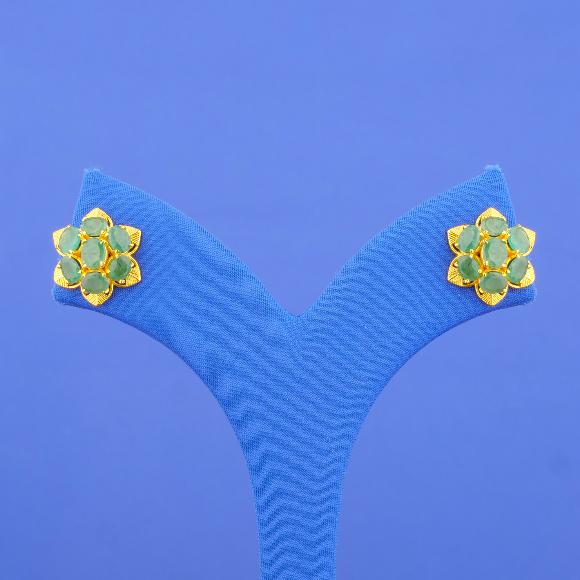 22K Gold Emerald Earrings