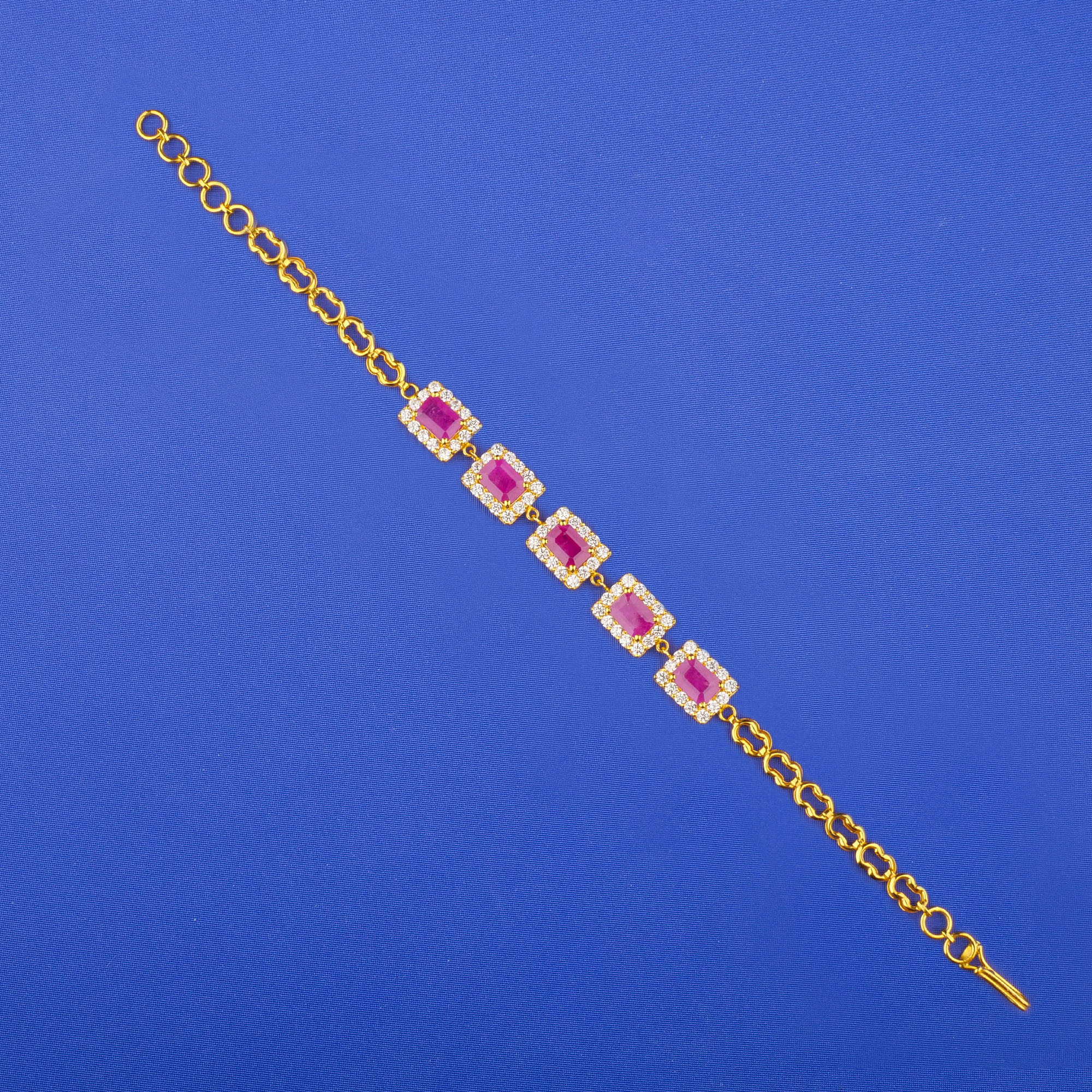 22K Gold Ruby Cubic Zirconia Bracelet