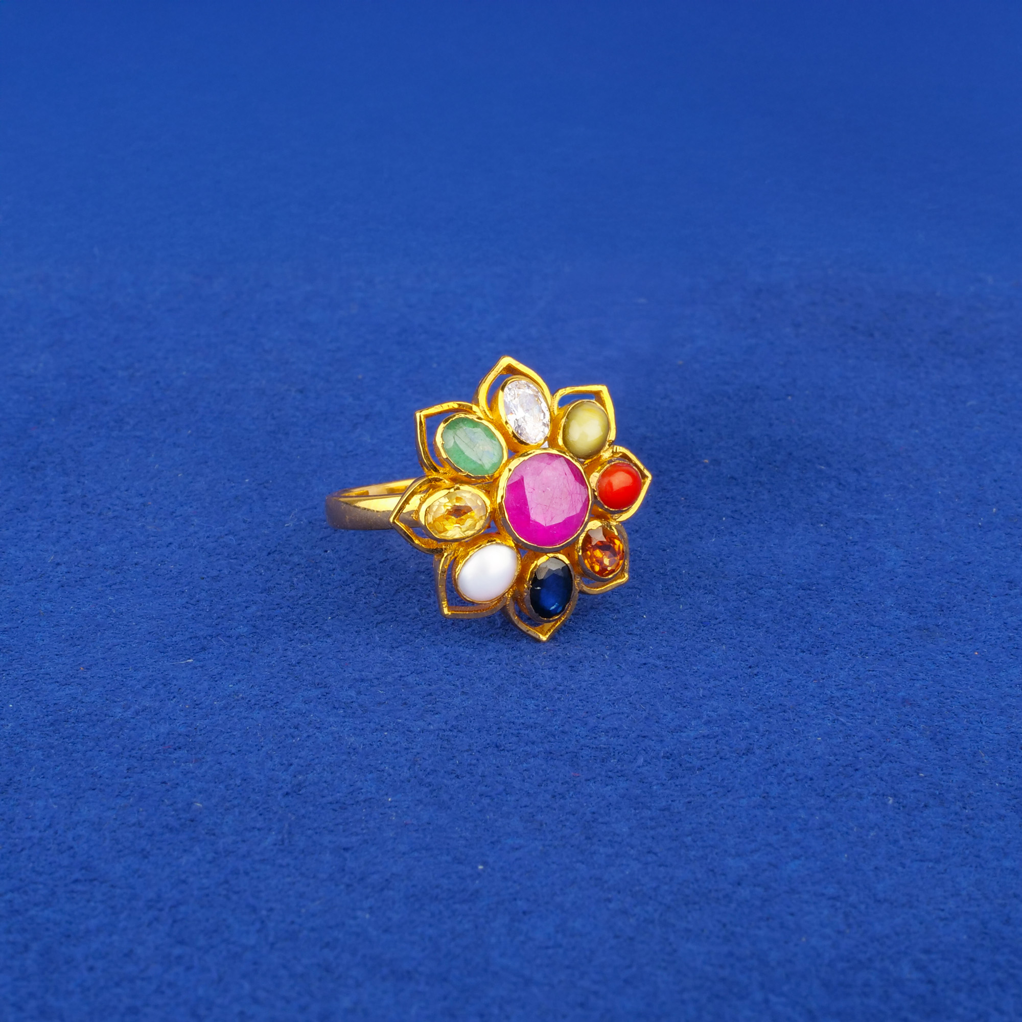 22K Gold Navratna Ring