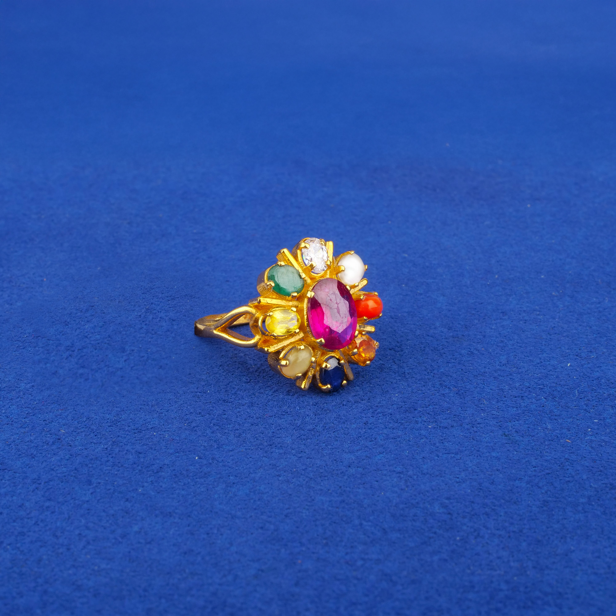 22K Gold Navratna Ring