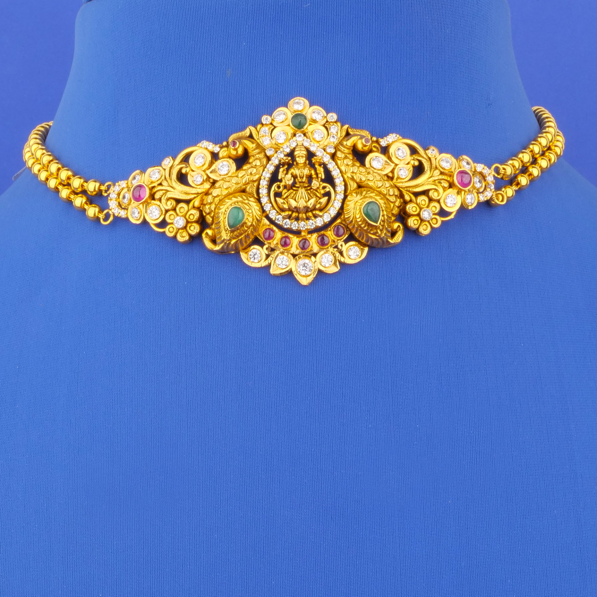 22K Gold Ruby Emerald Cubic Zirconia Choker/Bajubandh