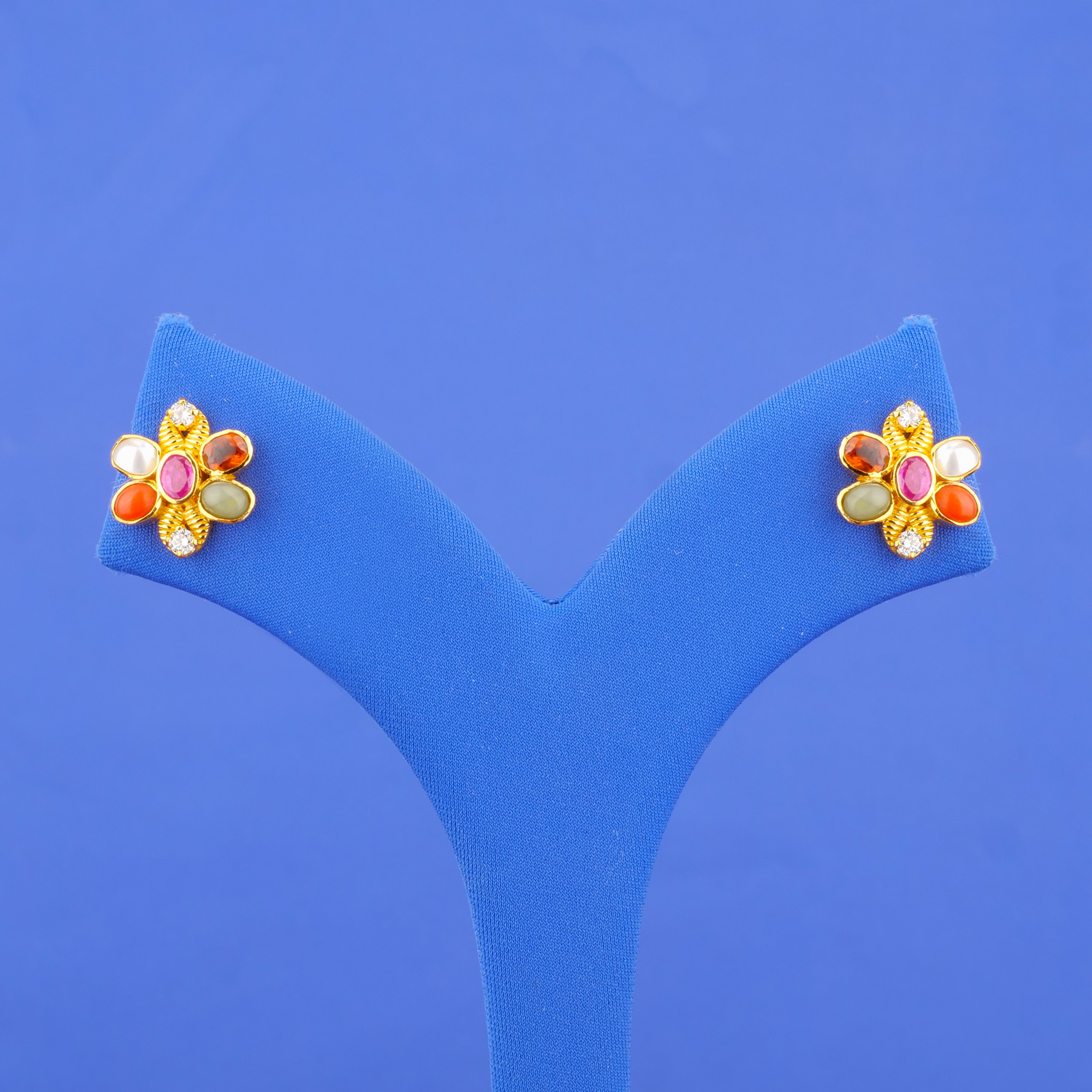 Twenty-Two Karat Gold Multi-stone Earrings