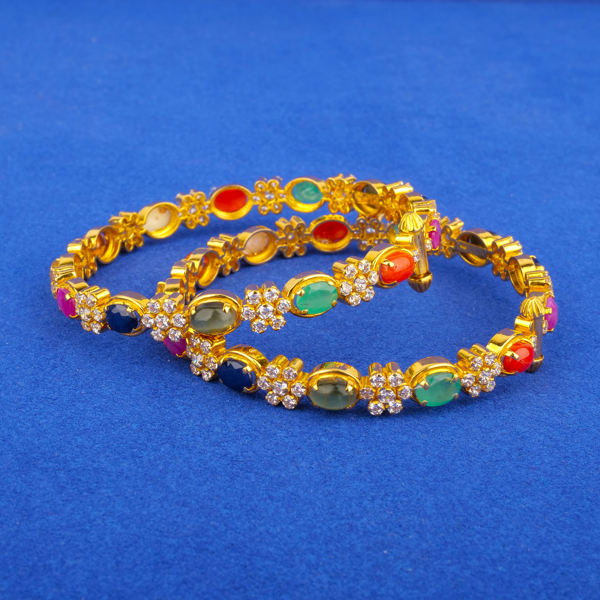 Twenty-Two Karat Gold Navratna Bangles