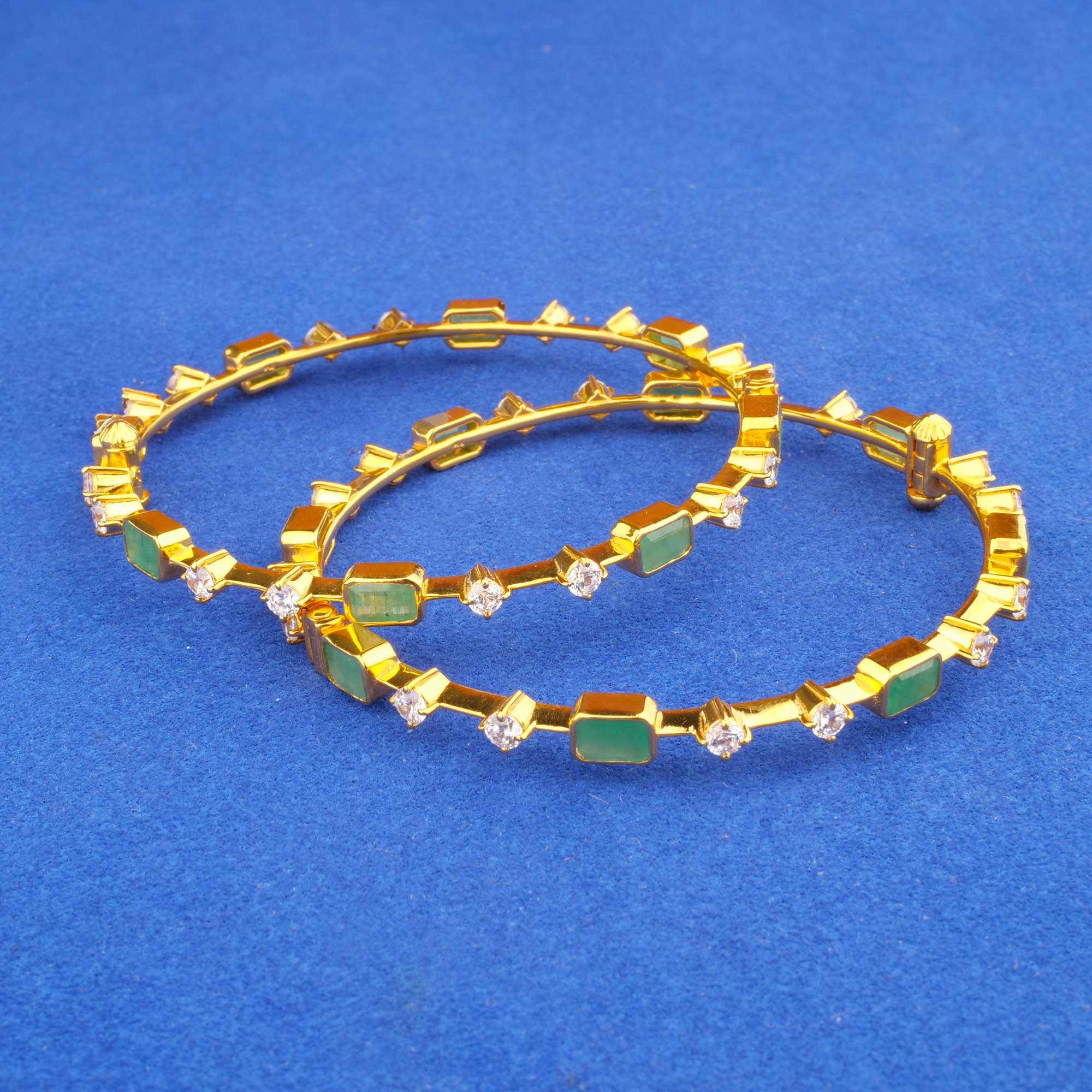 22K Gold Emerald Cubic Zirconia Bangles