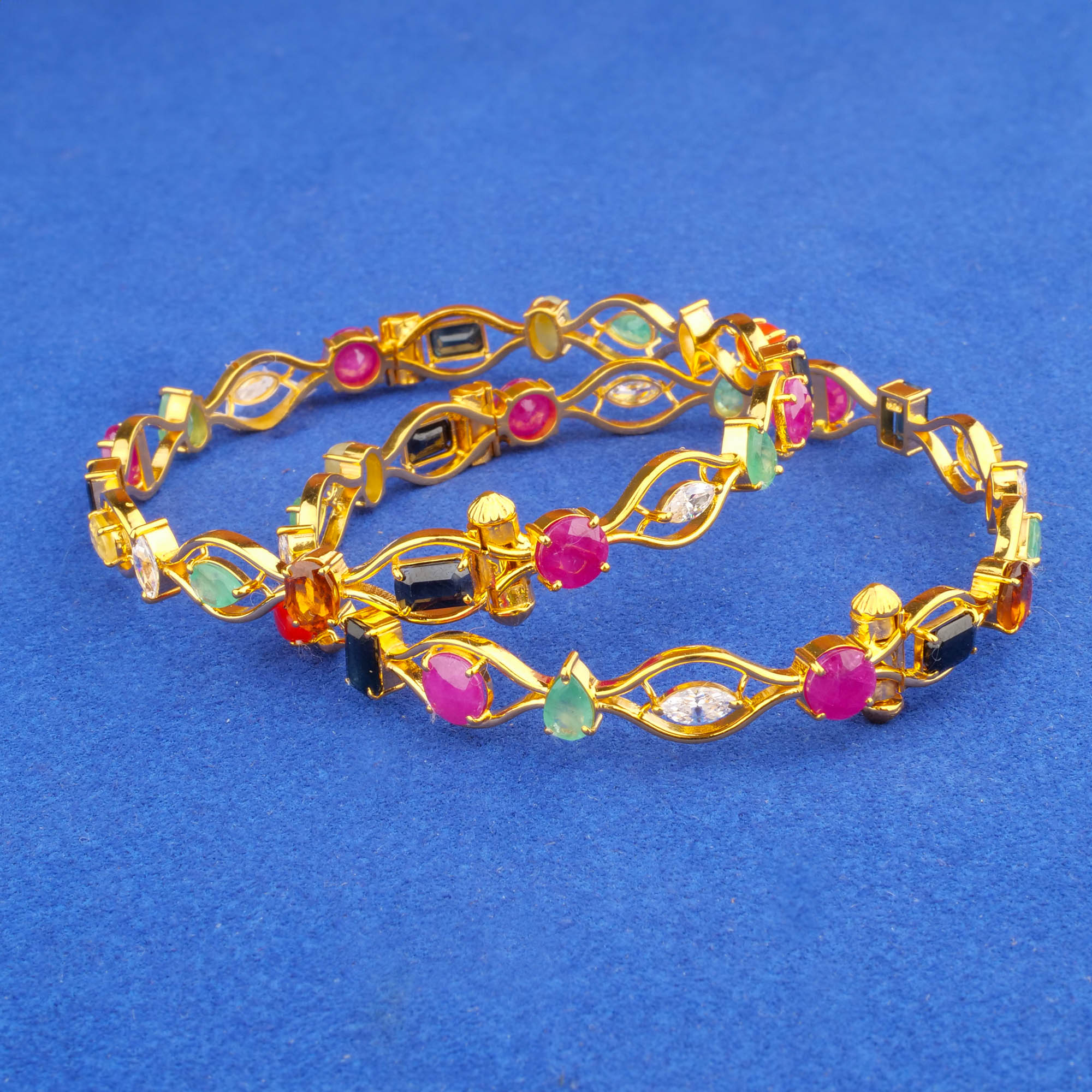 22K Gold Navratna Bangles