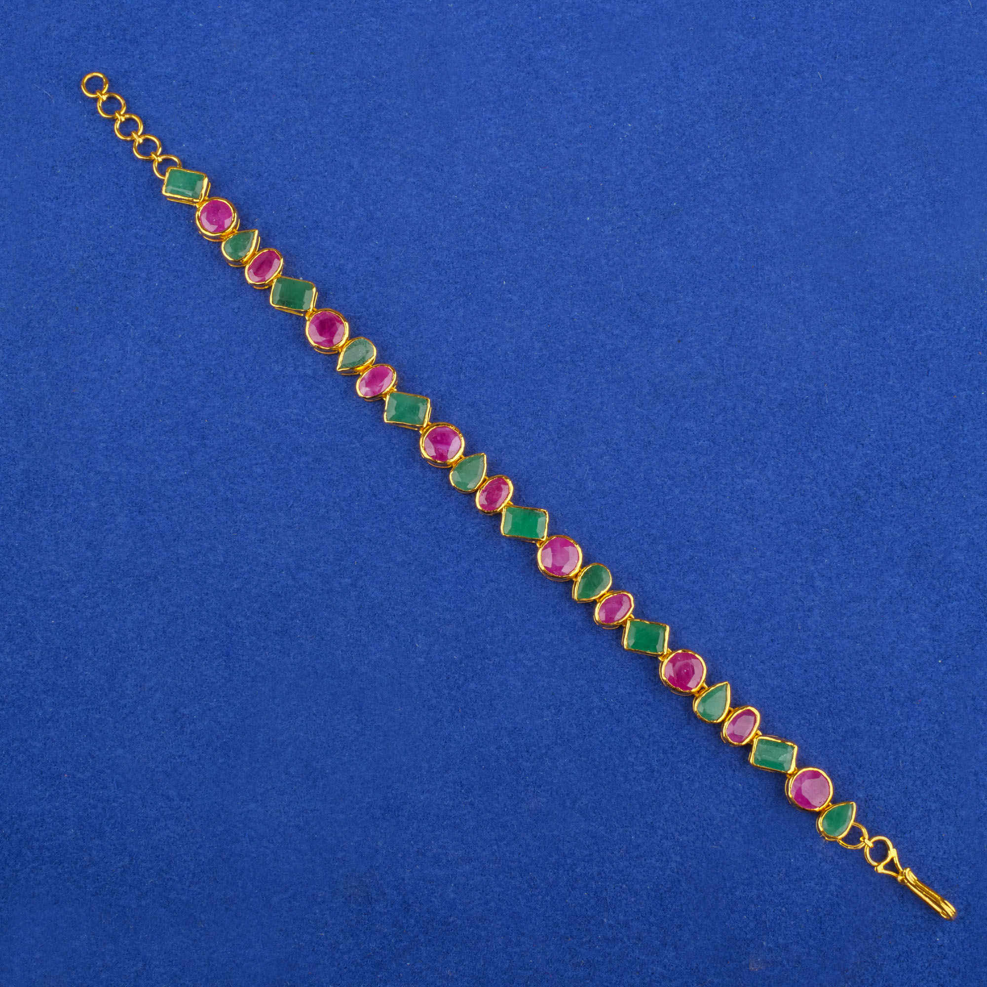22K Gold Ruby Emerald Bracelet