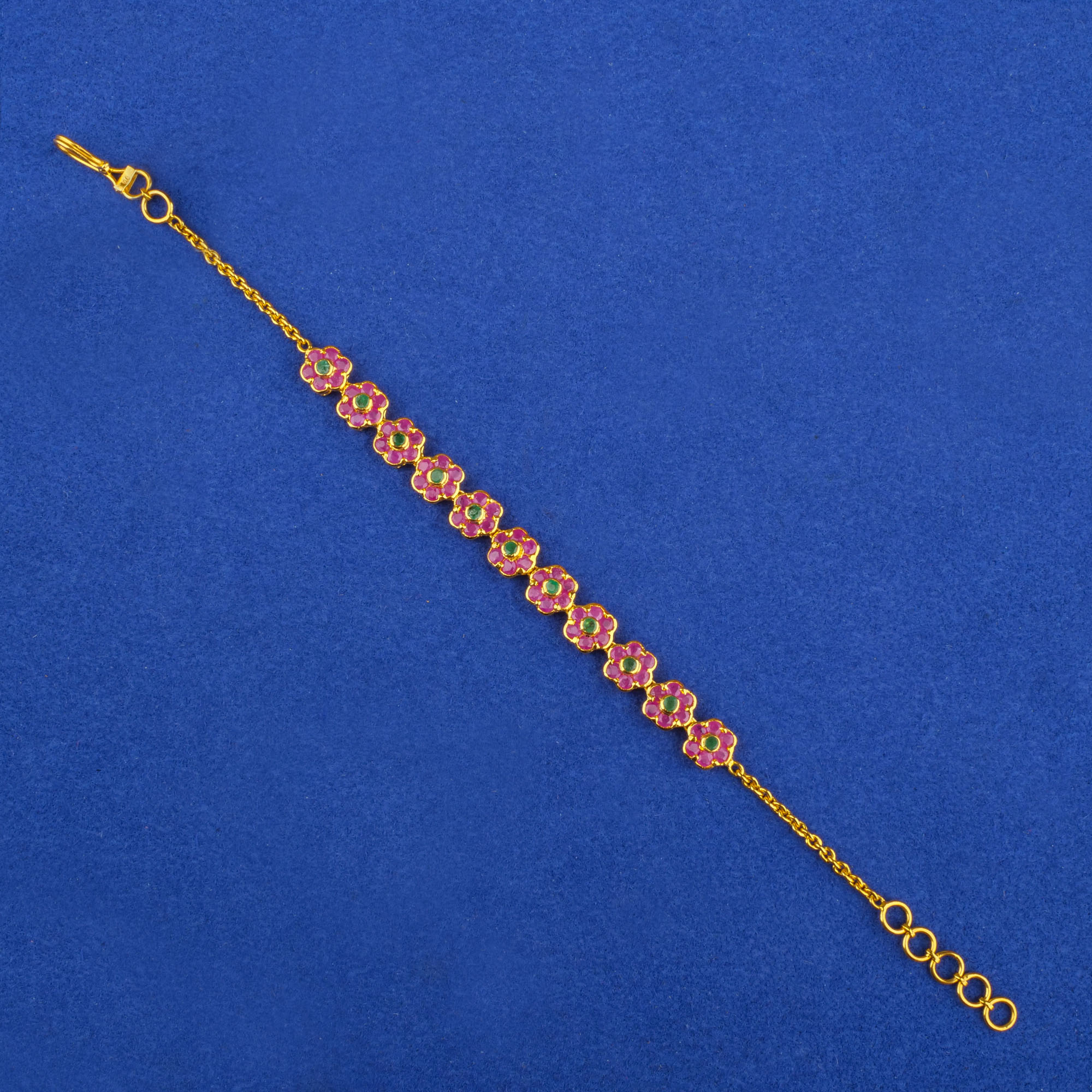 22K Gold Ruby Emerald Bracelet