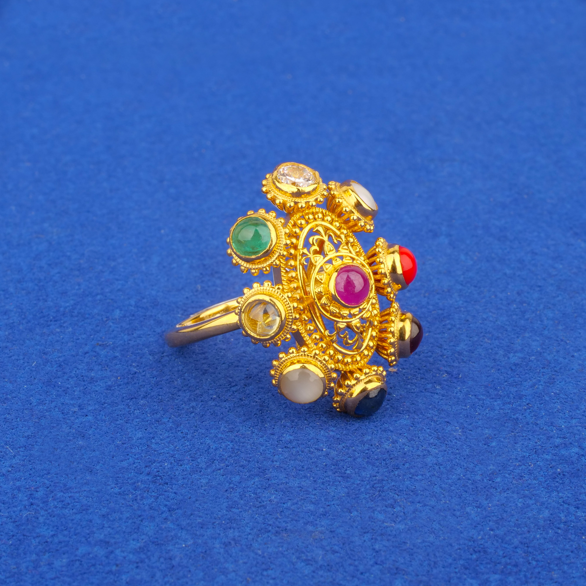 22K Gold Navratna Ring