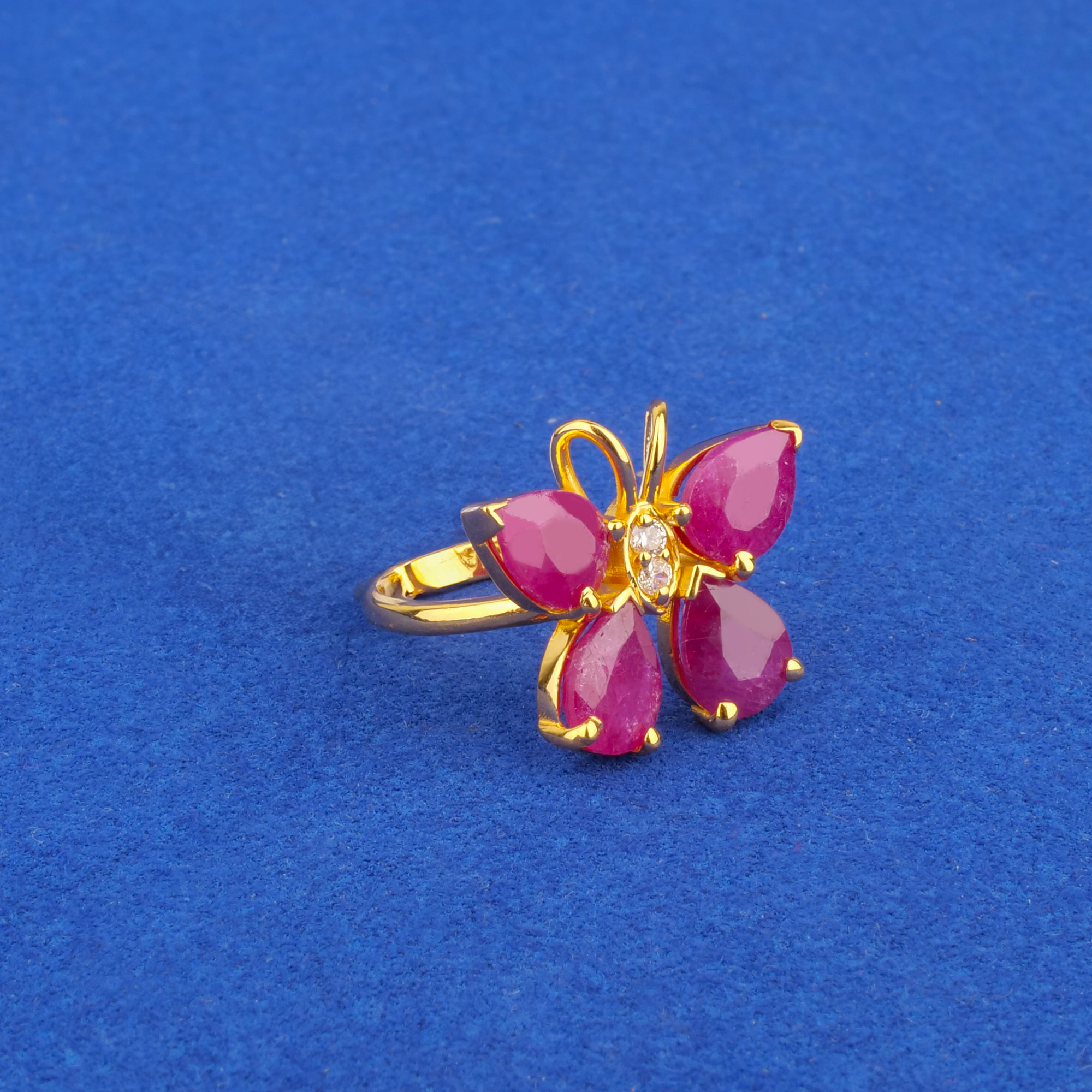 22K Gold Ruby Cubic Zirconia Ring