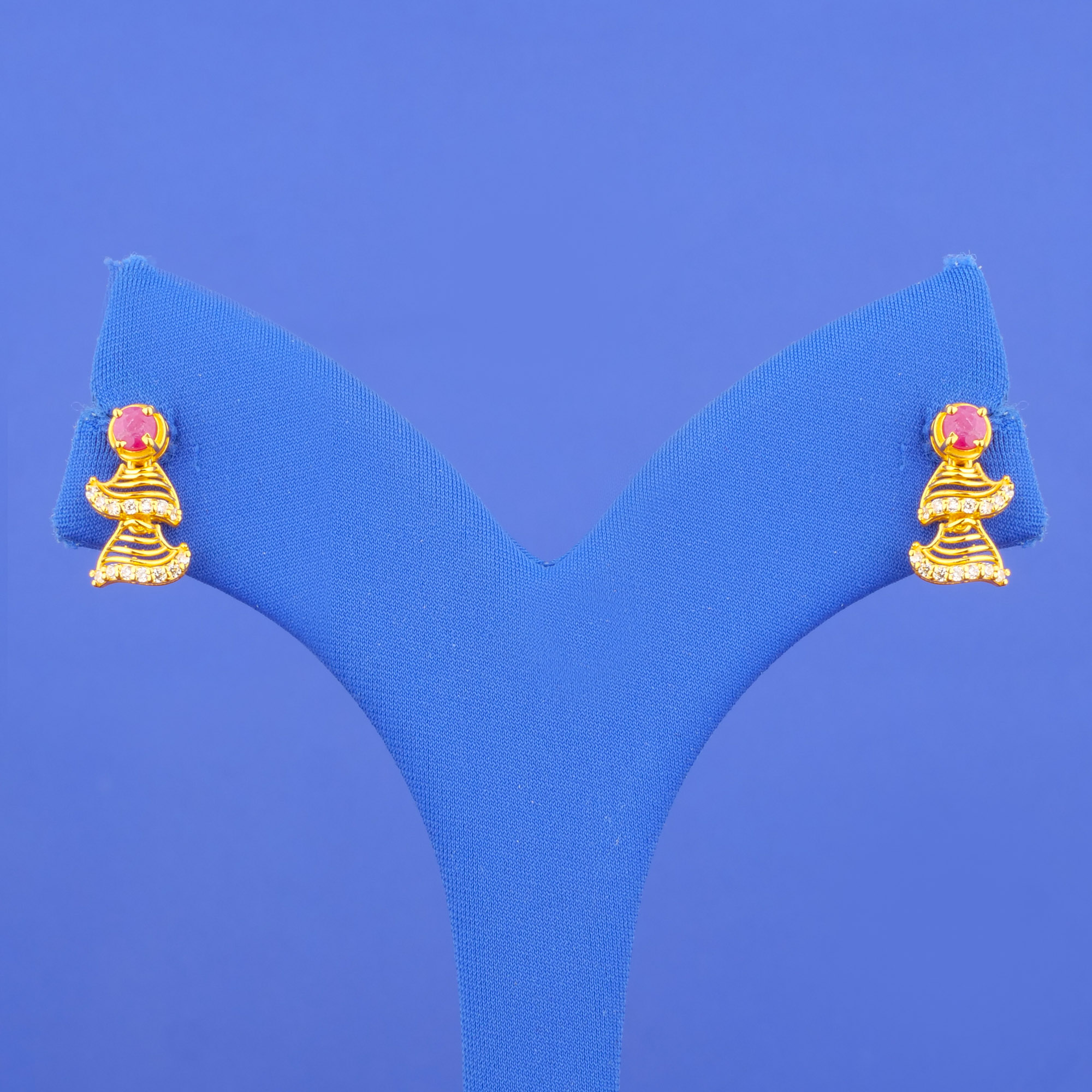 22K Gold Ruby Cubic Zirconia Earrings