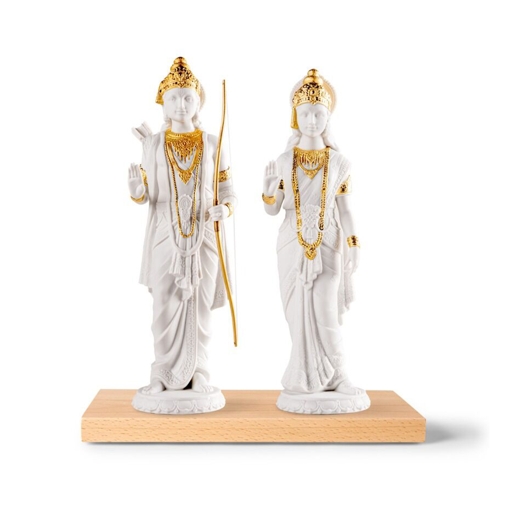 Sita Sculpture. Golden Luster Sculpture of the mythical Hindu character Sita made in matte porcelain and golden luster.
