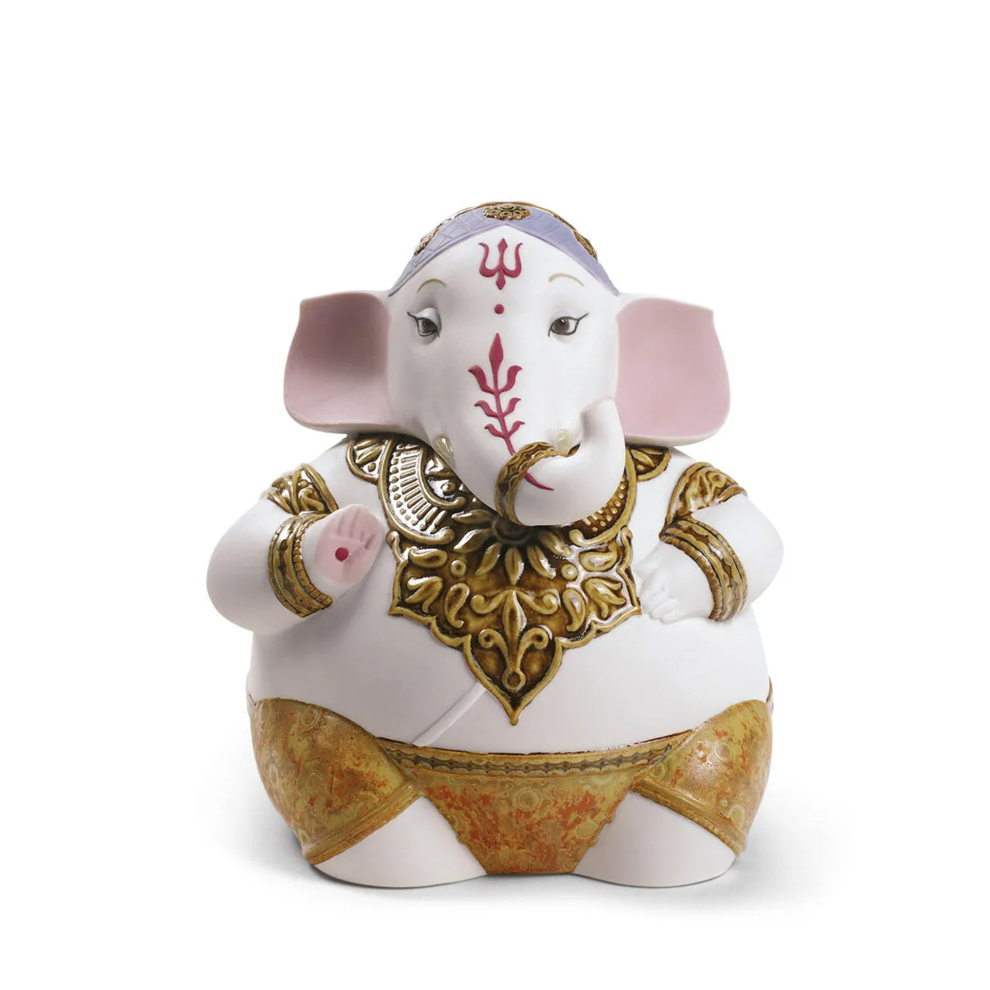 Ganesha Porcelain figurine of the Hindu god Lord Ganesha, with a human body and the head of an elephant, playing the Indian guitar (Veena). Limited edition.