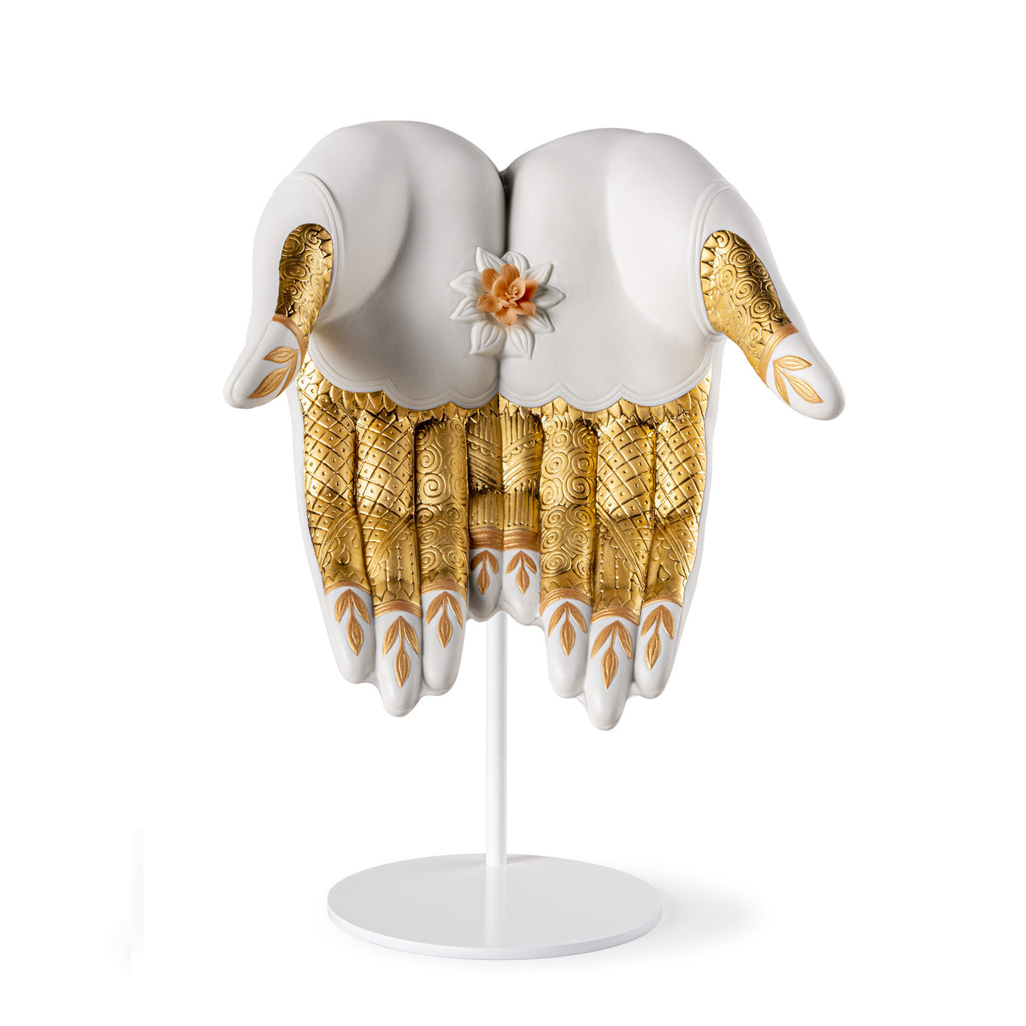 Abundance Mudra Sculpture Porcelain sculpture of the mudra, the sacred gesture of abundance.