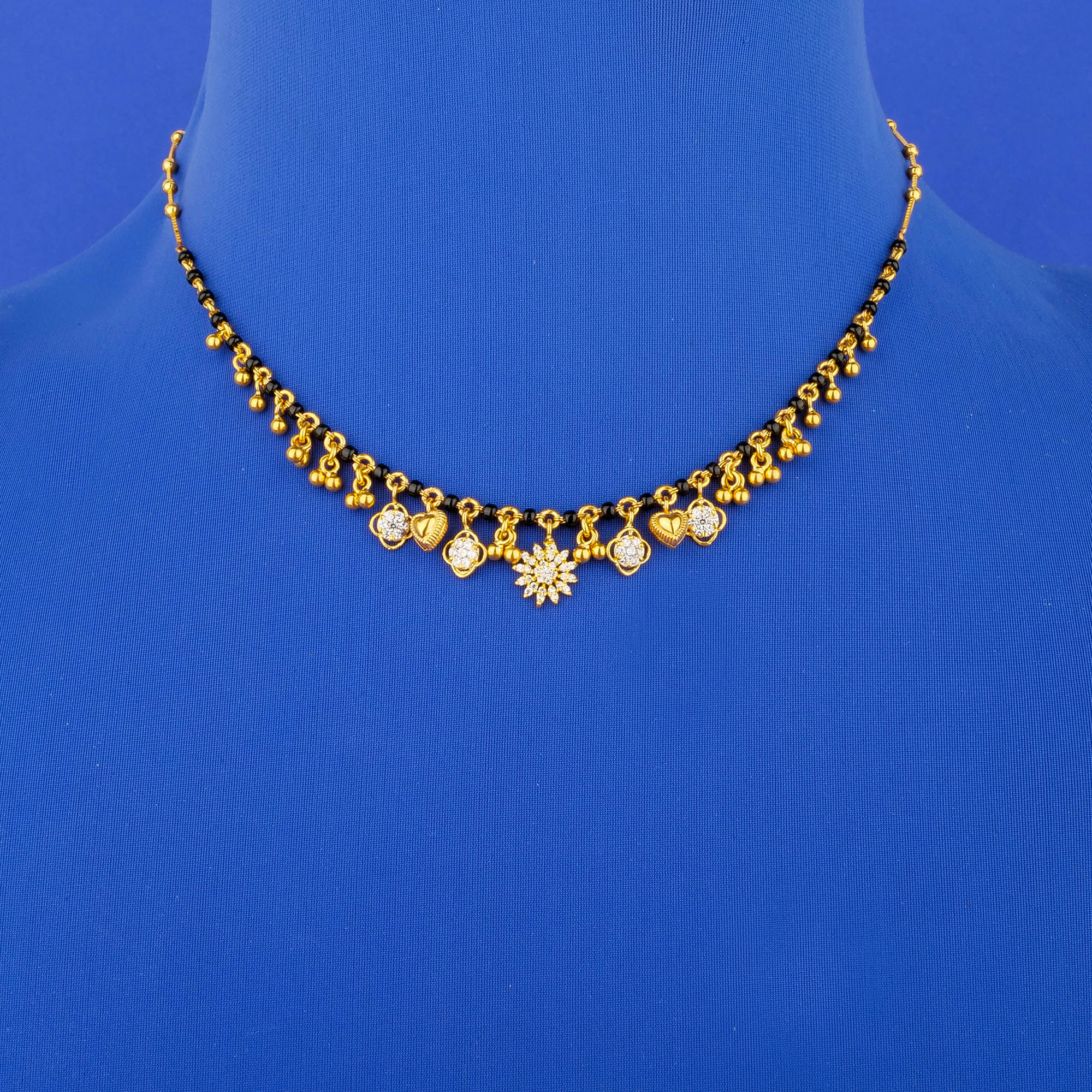 22K Gold Cubic Zirconia Mangalsutra 'Charm' Necklace