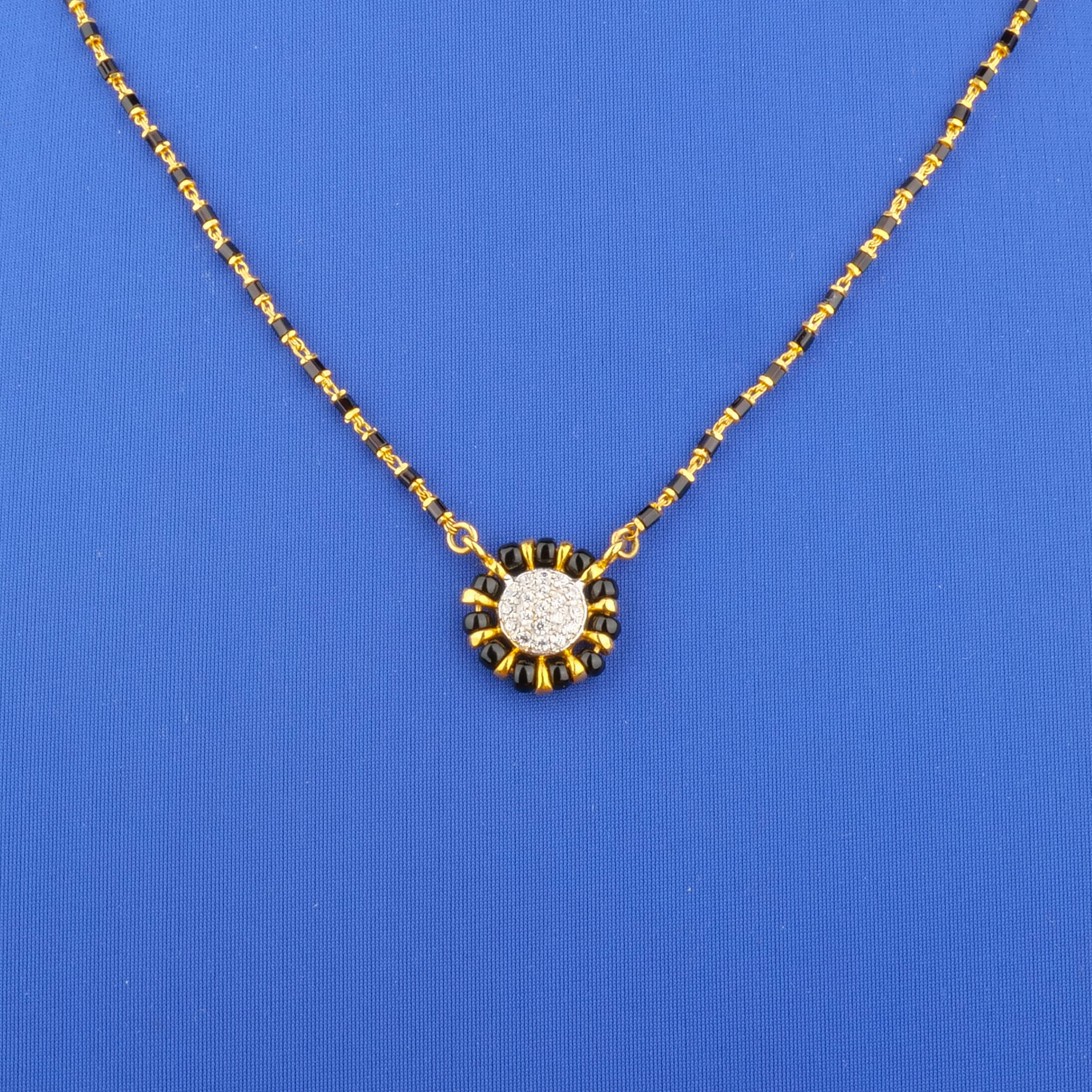 Twenty-Two Karat Gold Cubic Zirconia Mangalsutra Necklace, CZ:0.55ct