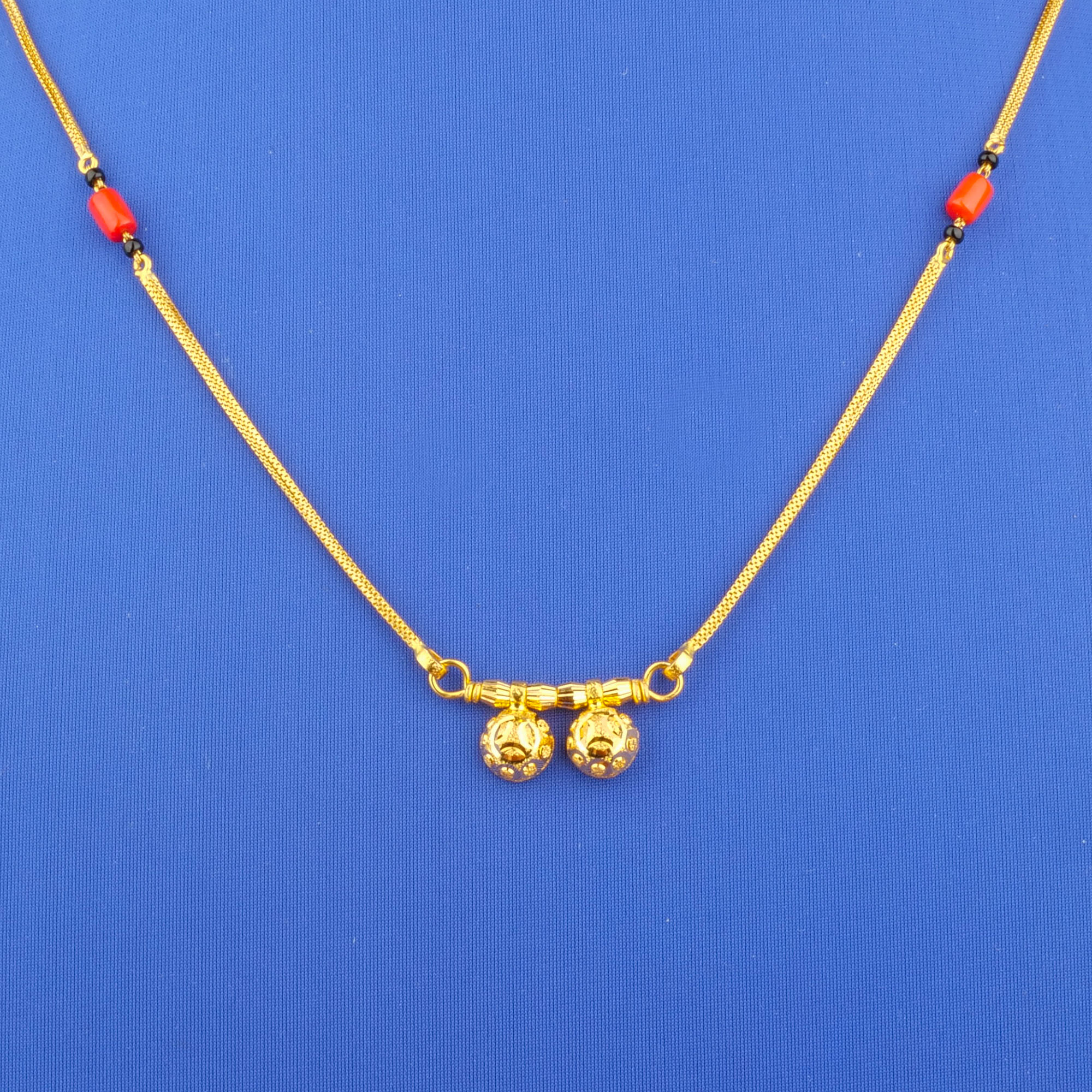 Twenty-Two Karat Gold Coral Mangalsutra Necklace