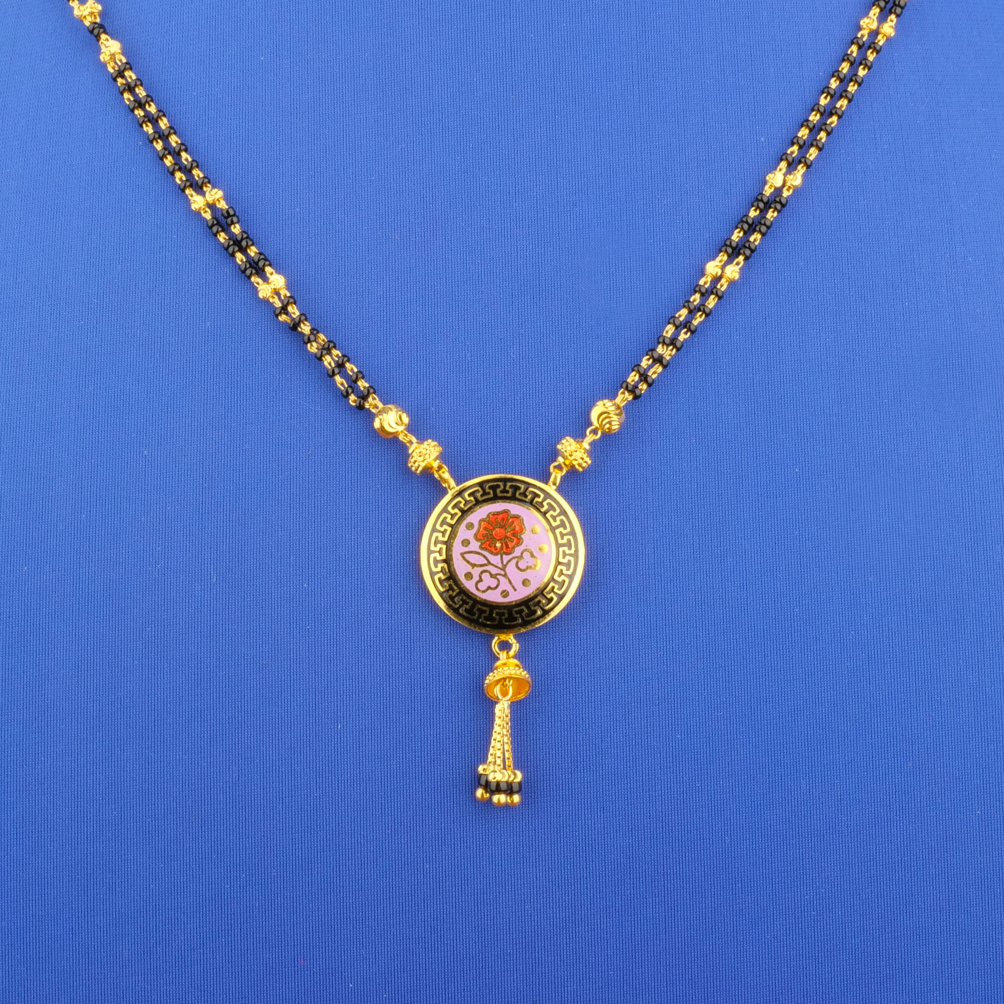Twenty-Two Karat Minakari Gold Mangalsutra Necklace