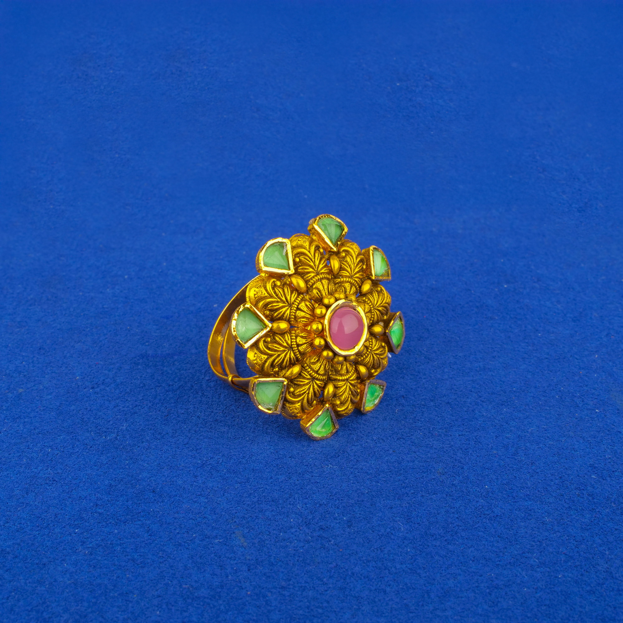 22K 'Antique' Colored Stone Ring