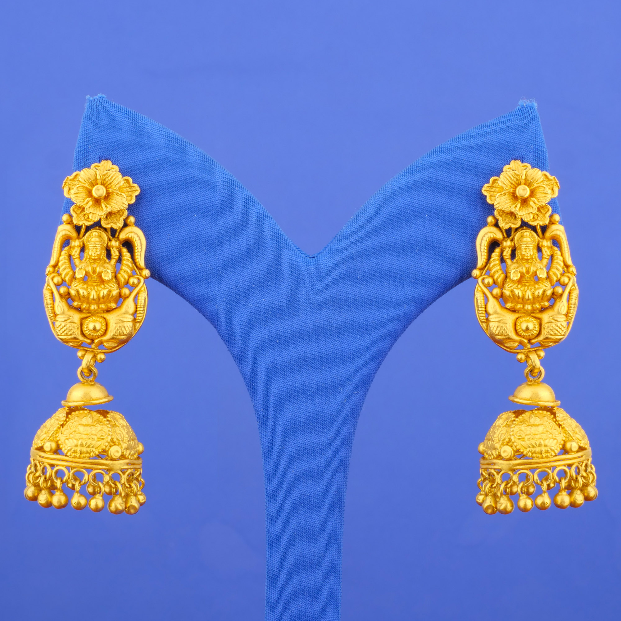 22K Gold 'Antique' Emerald Bead Earrings
