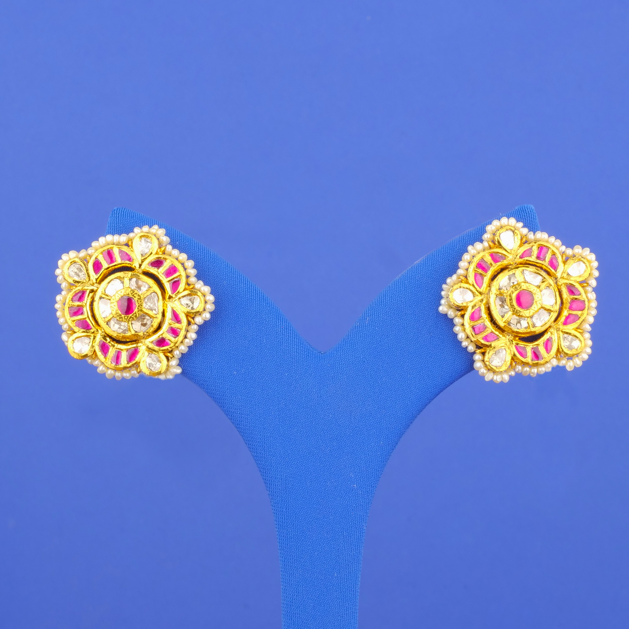 22K 'Antique' Ruby Pearl Earrings