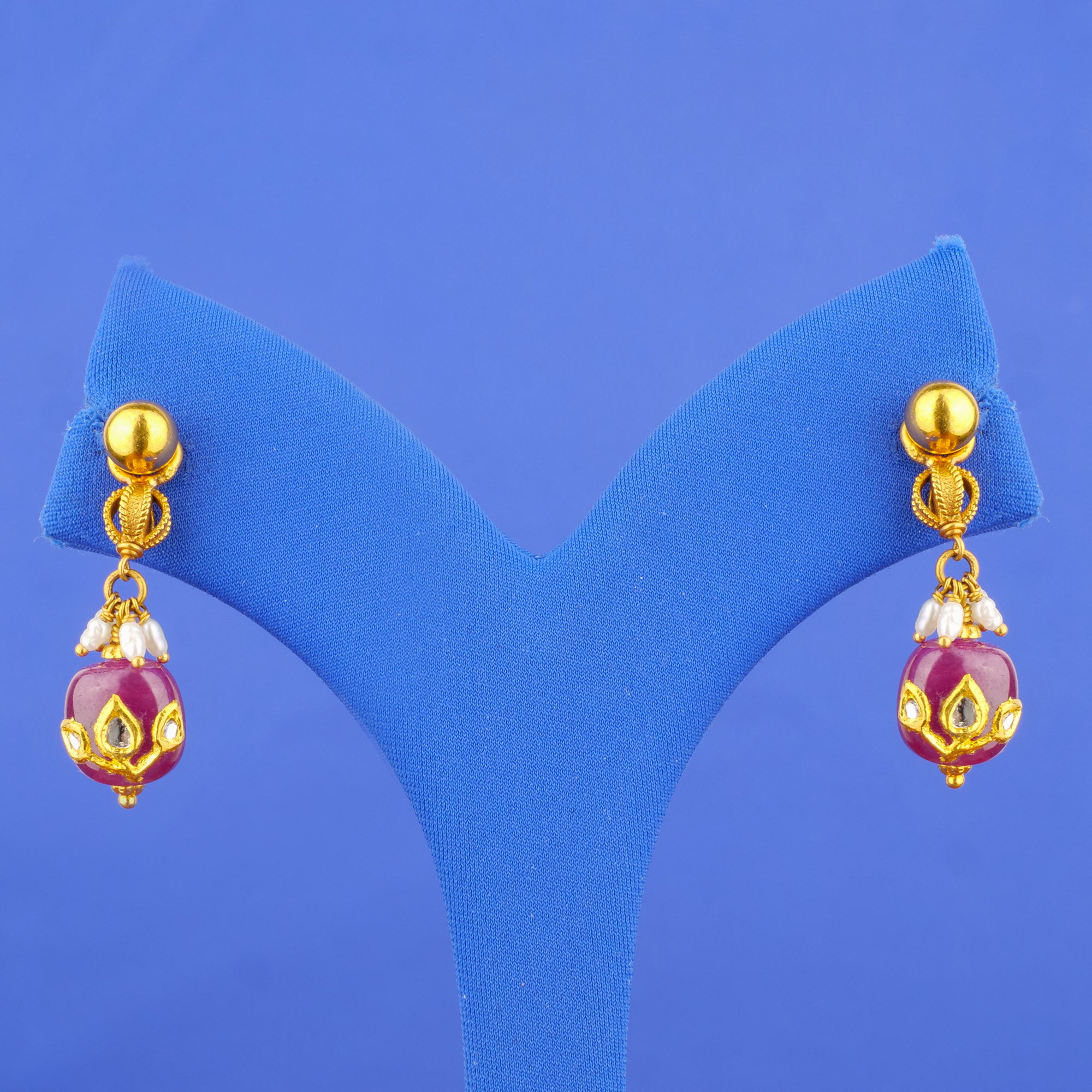 22K 'Antique' Ruby South Sea Pearl Earrings