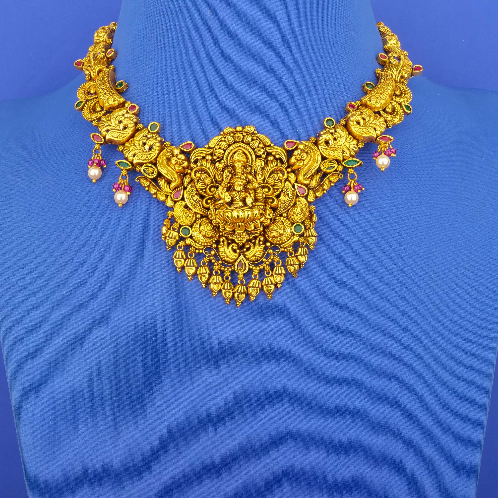 22K 'Antique' Gold 'Lakshmi & Ganesha' Necklace