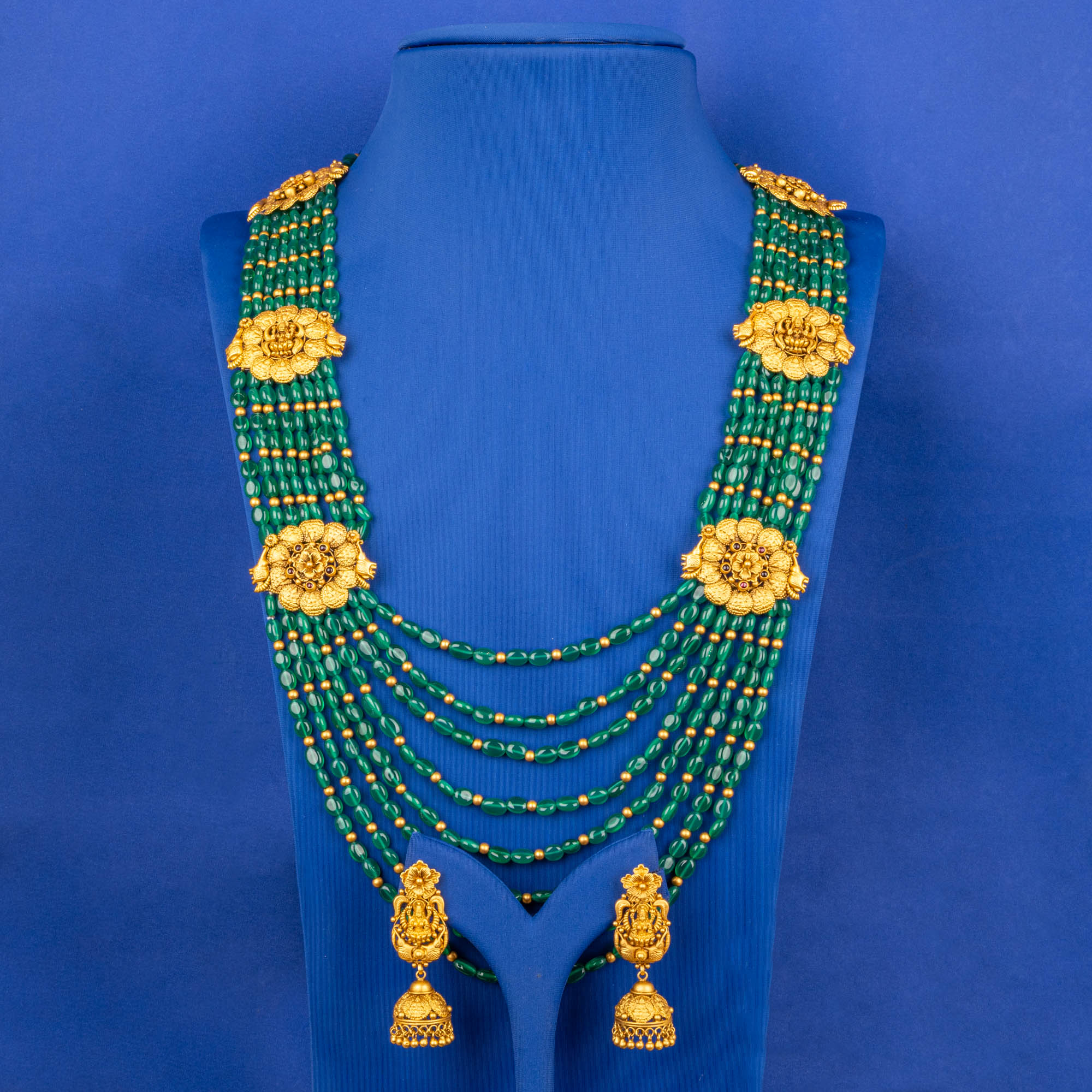 Majestic Treasures: Handmade 22K Gold 'Antique' Necklace & Earrings Set