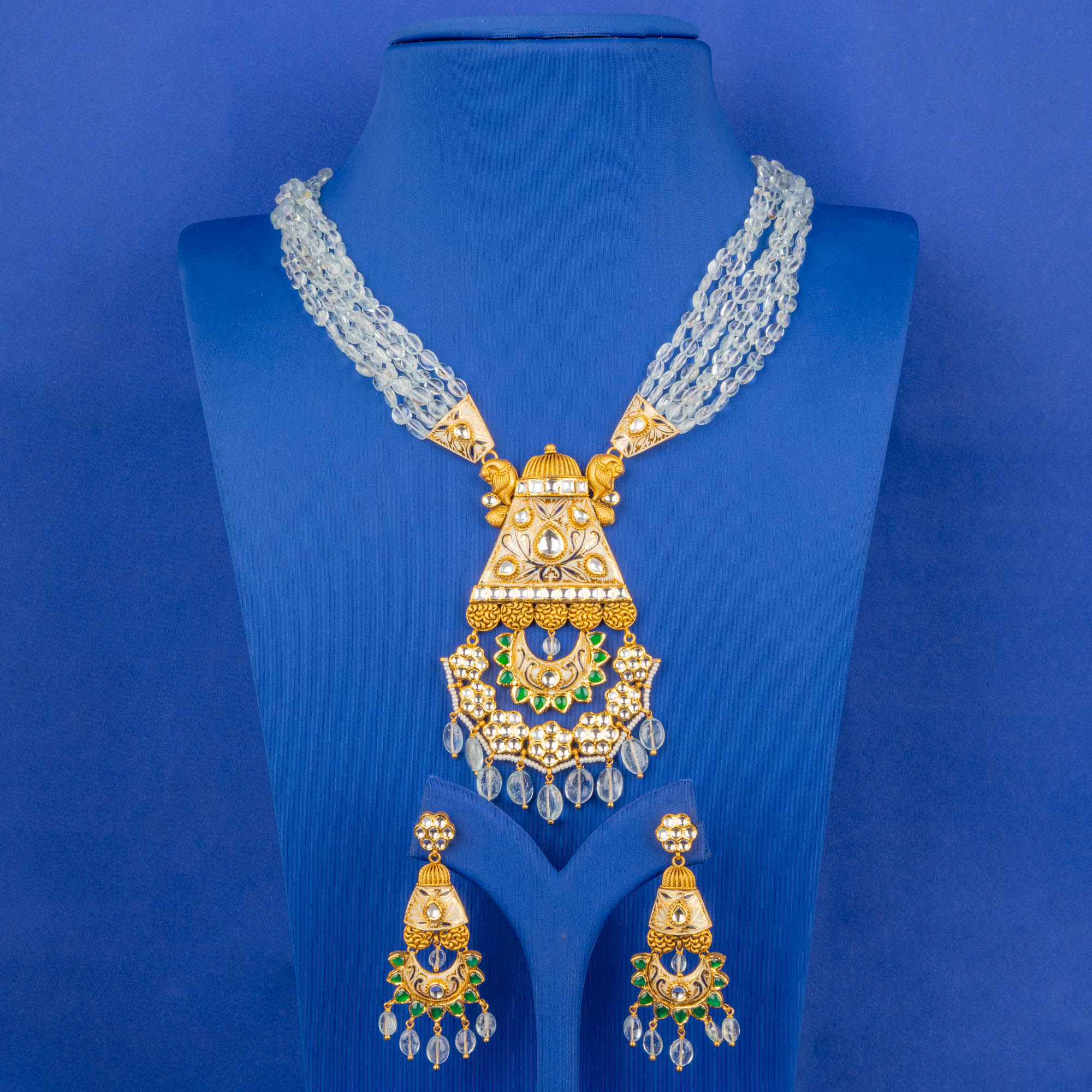Handmade 22K Gold 'Antique' Necklace & Earrings Set