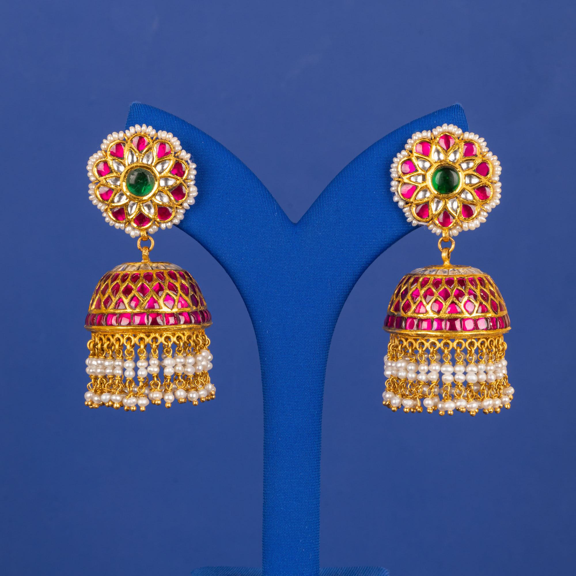 22K Gold 'Antique' Kundan Earrings