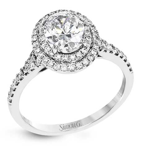 Engagement Ring 18k Gold White Semi