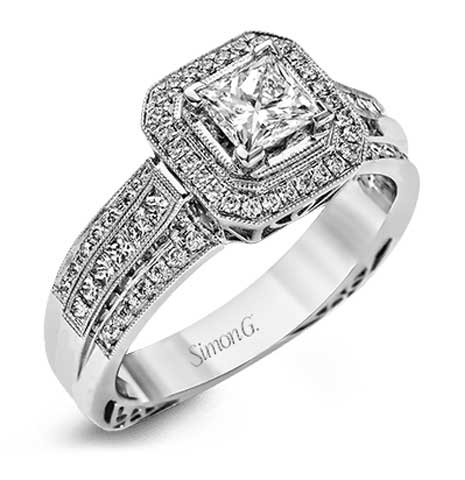 Engagement Ring 18k Gold White Semi